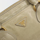 PRADA Hand Bag Leather 2way Beige Gold Auth 193894A-14