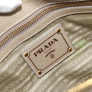 PRADA Hand Bag Leather 2way Beige Gold Auth 193894A-17