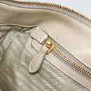 PRADA Hand Bag Leather 2way Beige Gold Auth 193894A-21