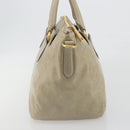 PRADA Hand Bag Leather 2way Beige Gold Auth 193894A-4