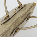 PRADA Hand Bag Leather 2way Beige Gold Auth 193894A-6
