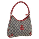 GUCCI Abbey GG Canvas Shoulder Bag Navy Gold 130738 Auth 193896V-1