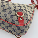 GUCCI Abbey GG Canvas Shoulder Bag Navy Gold 130738 Auth 193896V-14