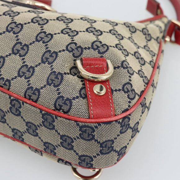 GUCCI Abbey GG Canvas Shoulder Bag Navy Gold 130738 Auth 193896V