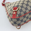GUCCI Abbey GG Canvas Shoulder Bag Navy Gold 130738 Auth 193896V-15