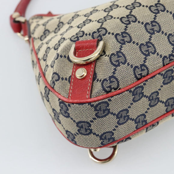GUCCI Abbey GG Canvas Shoulder Bag Navy Gold 130738 Auth 193896V