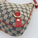 GUCCI Abbey GG Canvas Shoulder Bag Navy Gold 130738 Auth 193896V-16