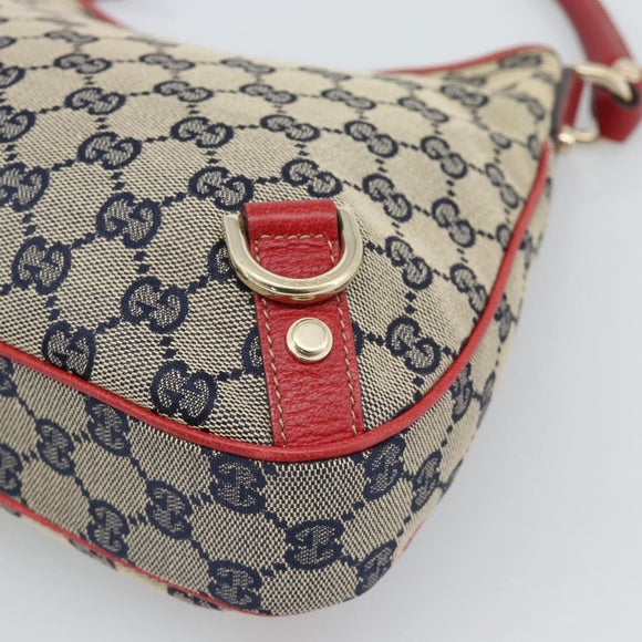 GUCCI Abbey GG Canvas Shoulder Bag Navy Gold 130738 Auth 193896V
