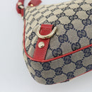GUCCI Abbey GG Canvas Shoulder Bag Navy Gold 130738 Auth 193896V-17