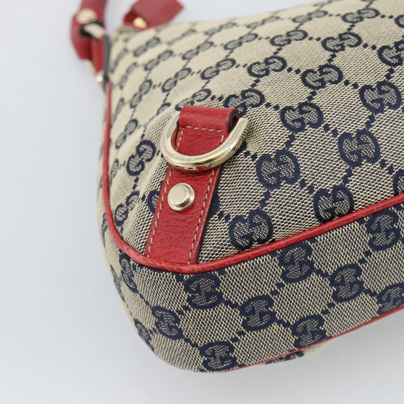 GUCCI Abbey GG Canvas Shoulder Bag Navy Gold 130738 Auth 193896V
