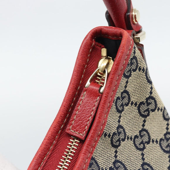 GUCCI Abbey GG Canvas Shoulder Bag Navy Gold 130738 Auth 193896V
