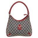 GUCCI Abbey GG Canvas Shoulder Bag Navy Gold 130738 Auth 193896V-13