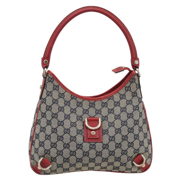 GUCCI Abbey GG Canvas Shoulder Bag Navy Gold 130738 Auth 193896V