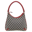 GUCCI Abbey GG Canvas Shoulder Bag Navy Gold 130738 Auth 193896V-2