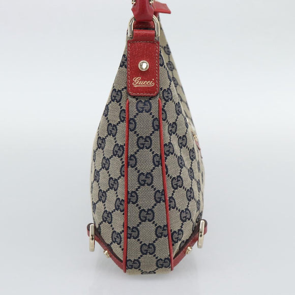GUCCI Abbey GG Canvas Shoulder Bag Navy Gold 130738 Auth 193896V