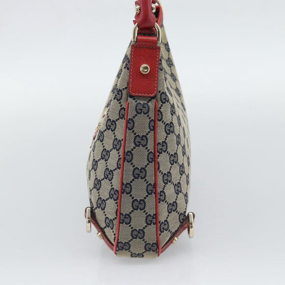 GUCCI Abbey GG Canvas Shoulder Bag Navy Gold 130738 Auth 193896V