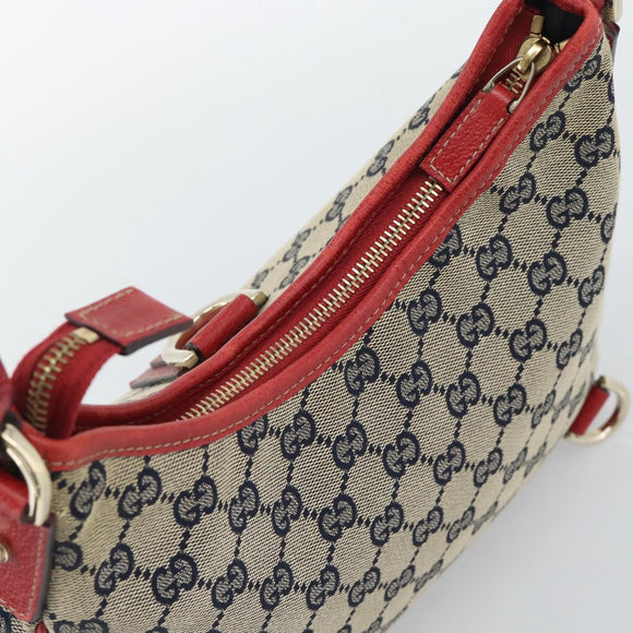 GUCCI Abbey GG Canvas Shoulder Bag Navy Gold 130738 Auth 193896V