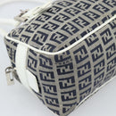 FENDI Zucchino Canvas Hand Bag Navy Silver Auth 193898A-15