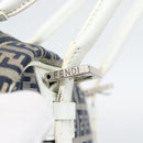 FENDI Zucchino Canvas Hand Bag Navy Silver Auth 193898A-9