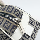 FENDI Zucchino Canvas Hand Bag Navy Silver Auth 193898A-10