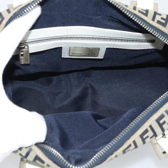 FENDI Zucchino Canvas Hand Bag Navy Silver Auth 193898A