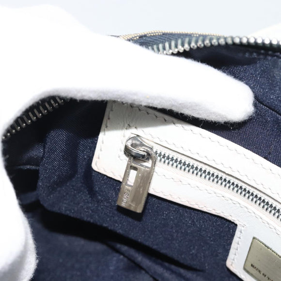 FENDI Zucchino Canvas Hand Bag Navy Silver Auth 193898A