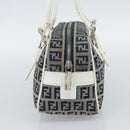 FENDI Zucchino Canvas Hand Bag Navy Silver Auth 193898A-3