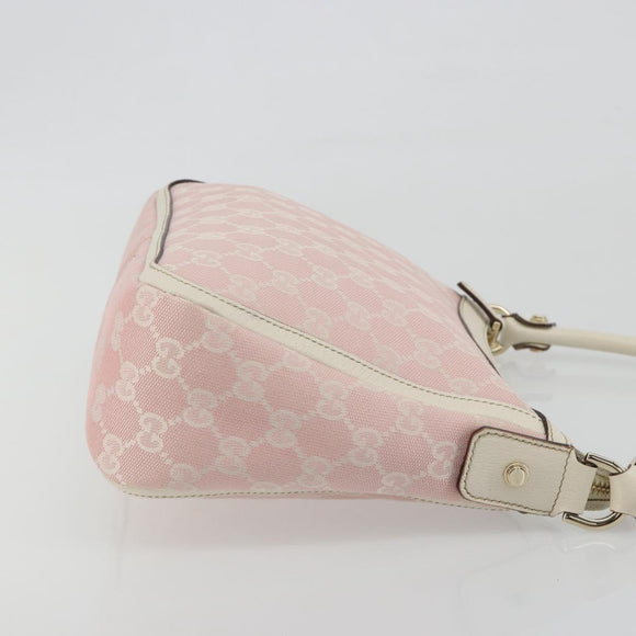GUCCI GG Canvas Abbey Shoulder Bag Pink Gold 146244 Auth 193901A