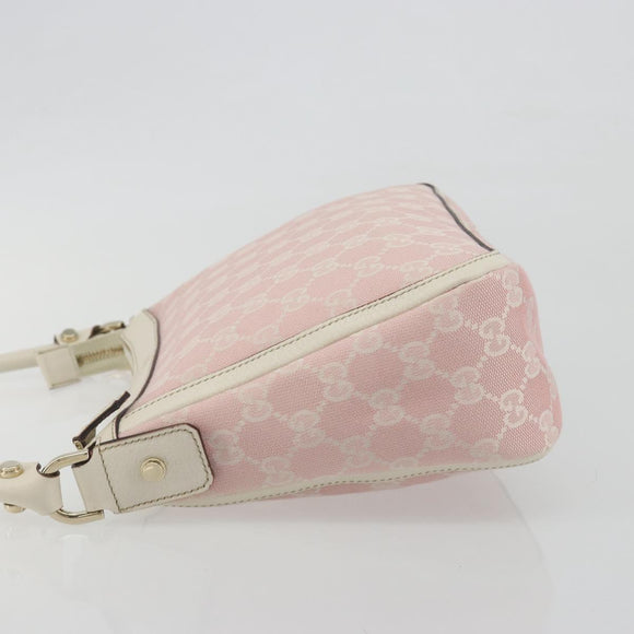GUCCI GG Canvas Abbey Shoulder Bag Pink Gold 146244 Auth 193901A