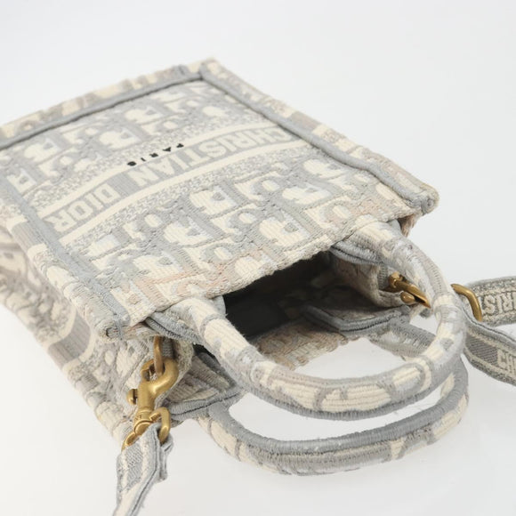Christian Dior Trotter Canvas Book Tote Mini 2way Gray Gold Auth 193902