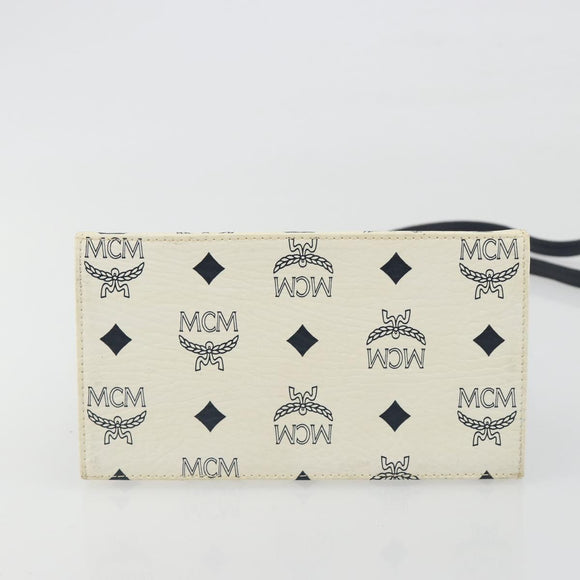 MCM Vicetos Logogram Hand Bag PVC Leather 2way White Gold Auth 193908