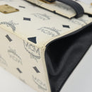 MCM Vicetos Logogram Hand Bag PVC Leather 2way White Gold Auth 193908-12
