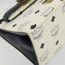MCM Vicetos Logogram Hand Bag PVC Leather 2way White Gold Auth 193908-13