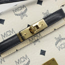 MCM Vicetos Logogram Hand Bag PVC Leather 2way White Gold Auth 193908-16