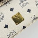 MCM Vicetos Logogram Hand Bag PVC Leather 2way White Gold Auth 193908-17