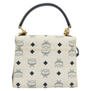 MCM Vicetos Logogram Hand Bag PVC Leather 2way White Gold Auth 193908-3
