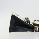 MCM Vicetos Logogram Hand Bag PVC Leather 2way White Gold Auth 193908-4