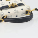 MCM Vicetos Logogram Hand Bag PVC Leather 2way White Gold Auth 193908-7