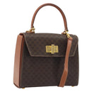 CELINE Macadam Canvas Hand Bag PVC Leather 2way Brown Gold Auth 193909A-1