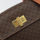 CELINE Macadam Canvas Hand Bag PVC Leather 2way Brown Gold Auth 193909A-16