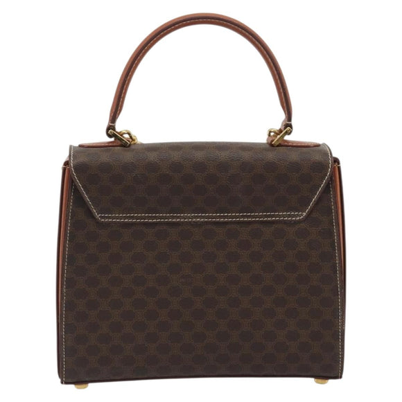 CELINE Macadam Canvas Hand Bag PVC Leather 2way Brown Gold Auth 193909A