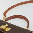 CELINE Macadam Canvas Hand Bag PVC Leather 2way Brown Gold Auth 193909A-8