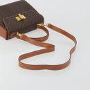 CELINE Macadam Canvas Hand Bag PVC Leather 2way Brown Gold Auth 193909A-9