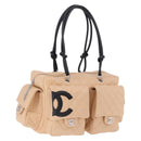 CHANEL Cambon Line Matelasse Boston Bag Leather Pink Silver CC Auth 193910SAV-1