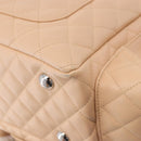 CHANEL Cambon Line Matelasse Boston Bag Leather Pink Silver CC Auth 193910SAV-13