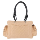 CHANEL Cambon Line Matelasse Boston Bag Leather Pink Silver CC Auth 193910SAV-3