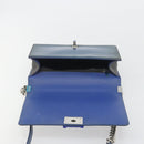 CHANEL Matelasse Boy Chanel Chain Bag Patent Leather Blue Silver CC Auth 193914-15