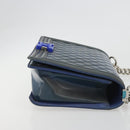 CHANEL Matelasse Boy Chanel Chain Bag Patent Leather Blue Silver CC Auth 193914-4