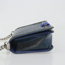 CHANEL Matelasse Boy Chanel Chain Bag Patent Leather Blue Silver CC Auth 193914-5