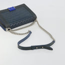 CHANEL Matelasse Boy Chanel Chain Bag Patent Leather Blue Silver CC Auth 193914-7